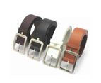 Business Men Casual Pin Buckle Waist Strap Faux Leather Belt Waistband Accessory White