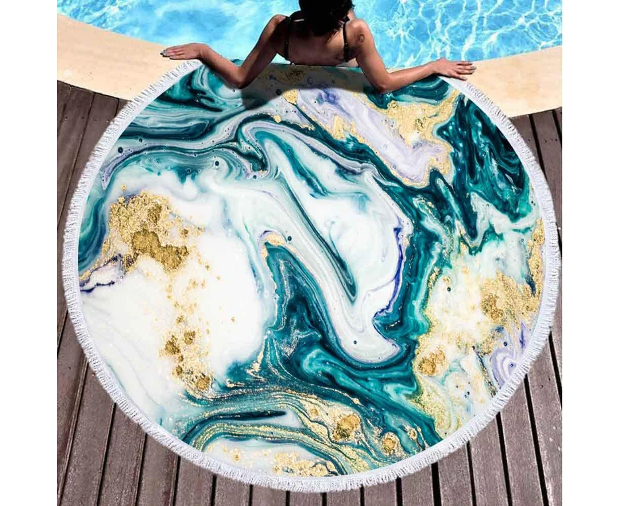 Beach Round Towel,Quick Dry Beach Towel Luxury Art in Eastern Style Marbled Paper Natural Pattern Abstract Kids Beach Towels Beach Towel - Multi 2