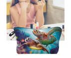 Bestjia Cosmetic Bag 3D Ocean Print Square Storage Hanging Ring Multipurpose Lipsticks Pouch Handbag for Vacation - 4