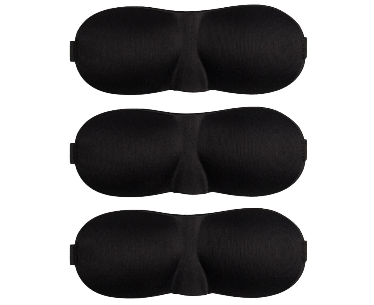 Sleep Mask Pack of 3, Light Blocking 3D Eye Masks for Sleeping, Blindfold for  Side Sleeper - Black