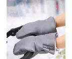 Winter Warm Baby Car Windproof Plush Protective Cover Stroller Handle Gloves-Grey Split Type