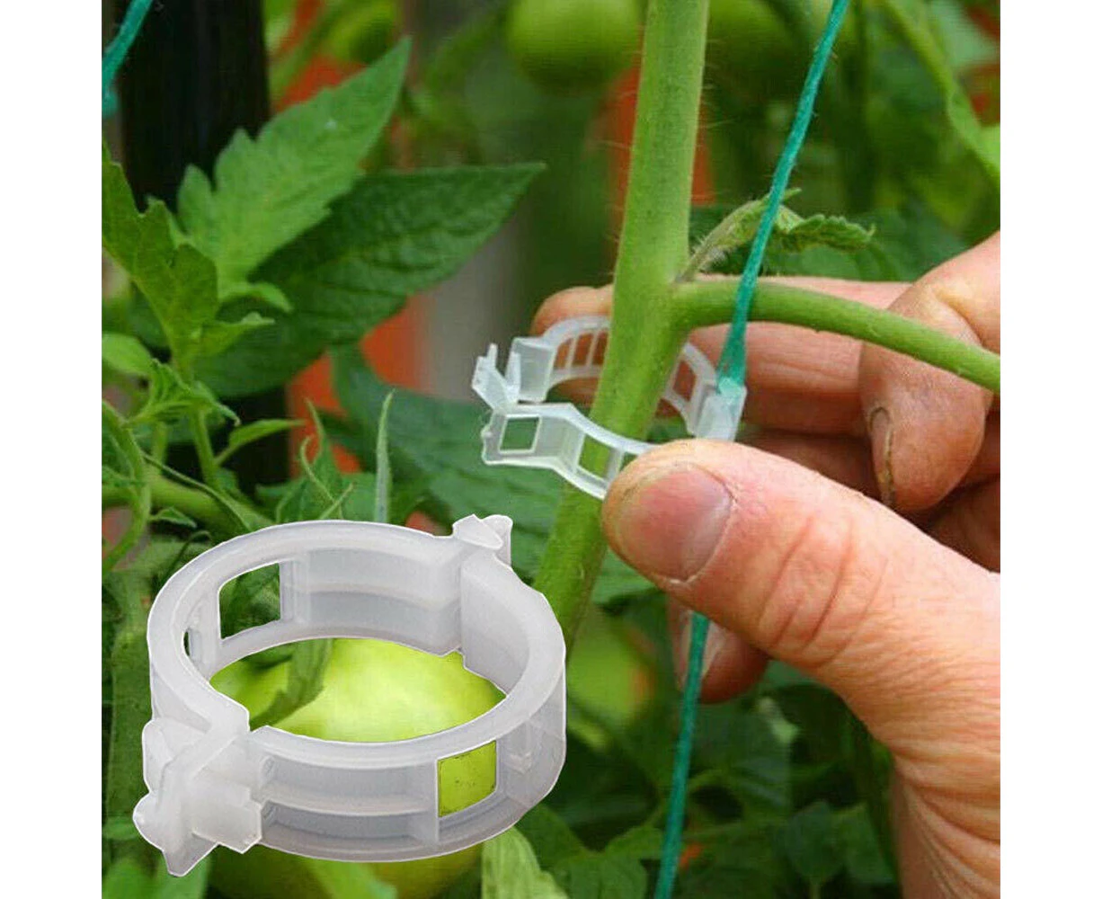 100 PCS Plastic Garden Plant Support Clips, Tomato Clips, Plant Ties, Trellis Clips, for Tomato Cucumber Flower Squash Vine, 1” Inner Diameter