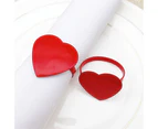 6Pcs/Set Serviette Ring Fine Workmanship Wide Application Metal Assorted Heart Shape Napkin Holder Household Supplies - Red