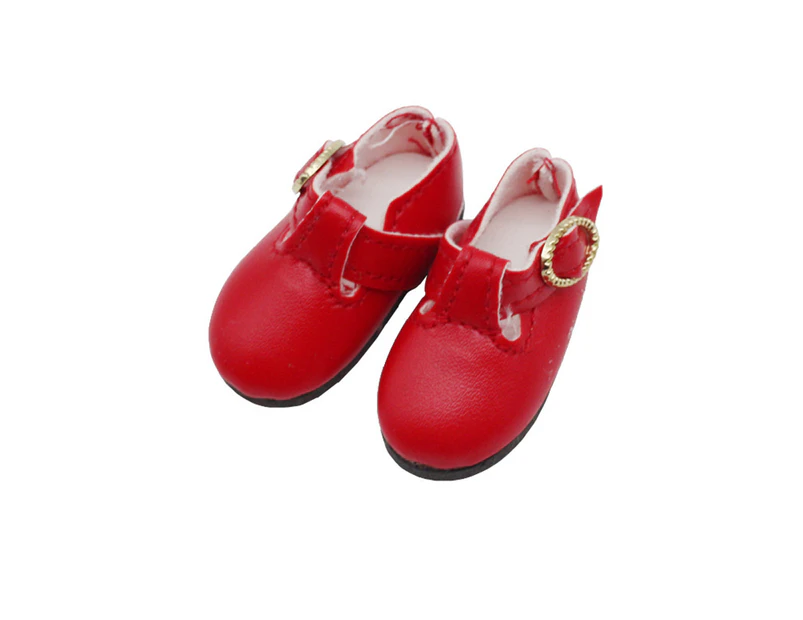 Delicate Craft Baby Doll Shoes Premium T-strap Buckle Fashion Girl Doll Sandal for Kids - Red