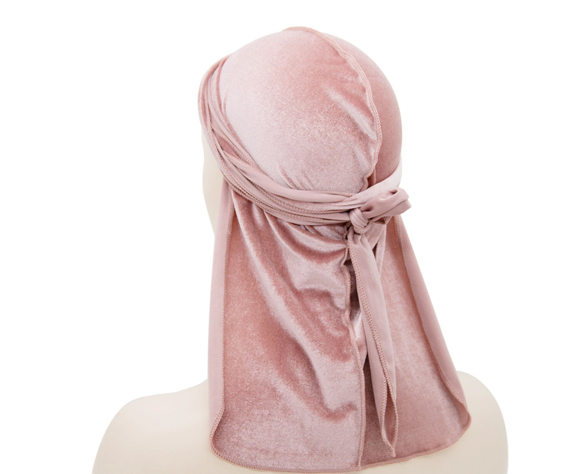 Headscarf Cap Hip Hop Solid Color Elastic Oversized Headwear Clothes Accessory Velvet Women Men Long Tail Headwrap Bandana for Outdoor - Pink