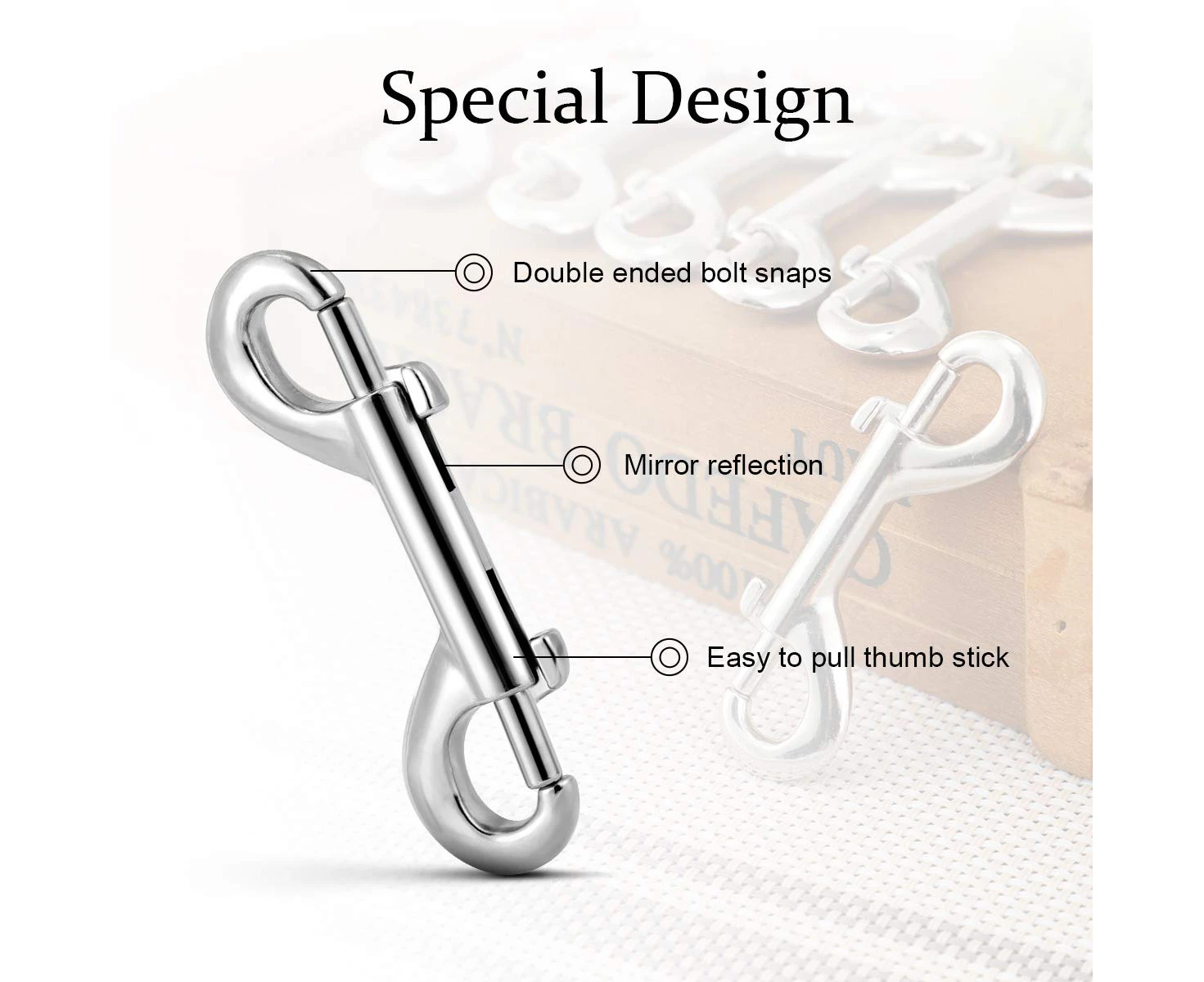 6PCS Alloy Double Ended Carabiners, Metal Spring Carabiners, Key Chains Or Clips (Silver)