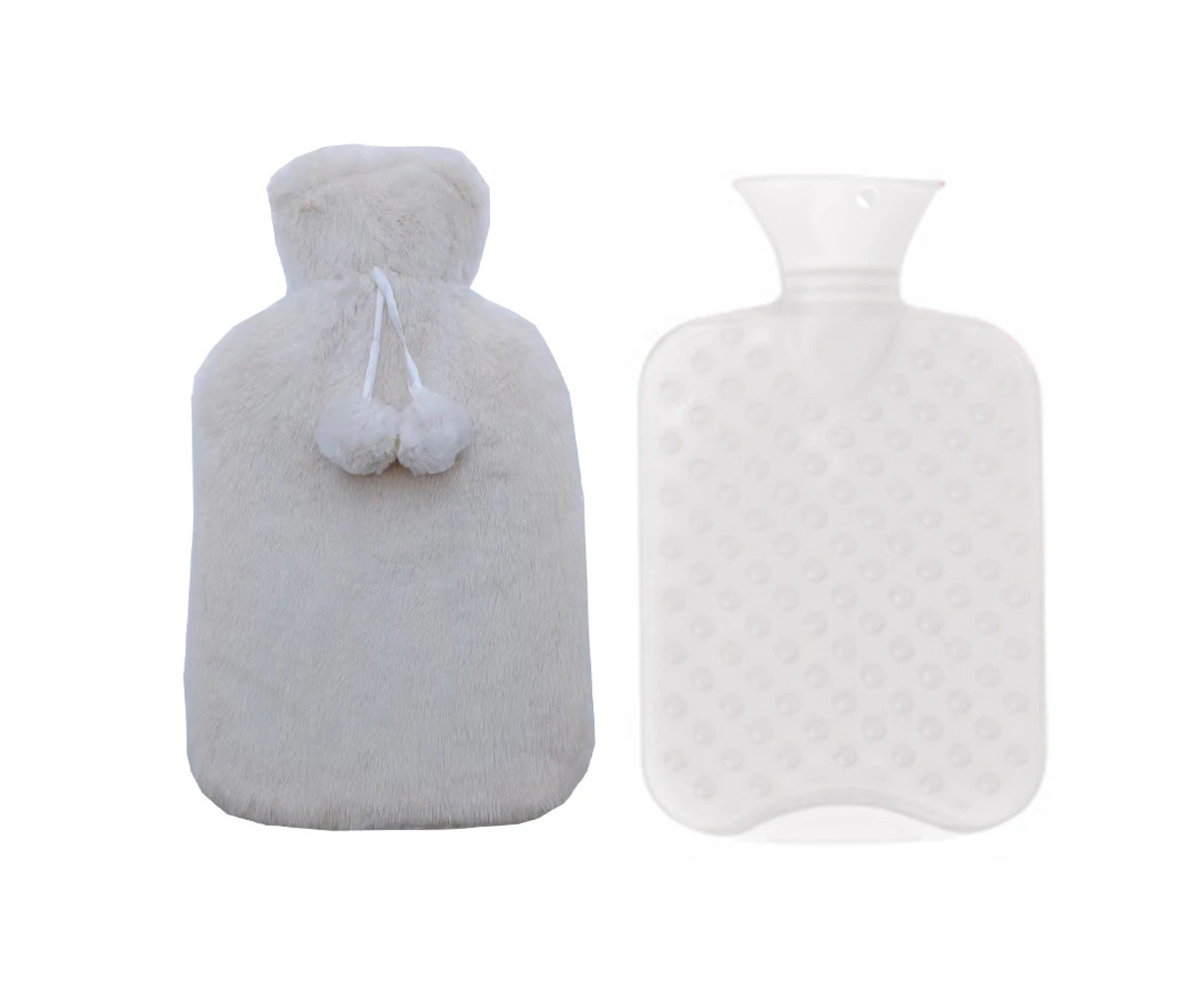 Hot Water Bottle (2 Liter) For Pain Relief, Menstrual Cramps, Neck And Shoulders, Hot Cold Therapy,Beige