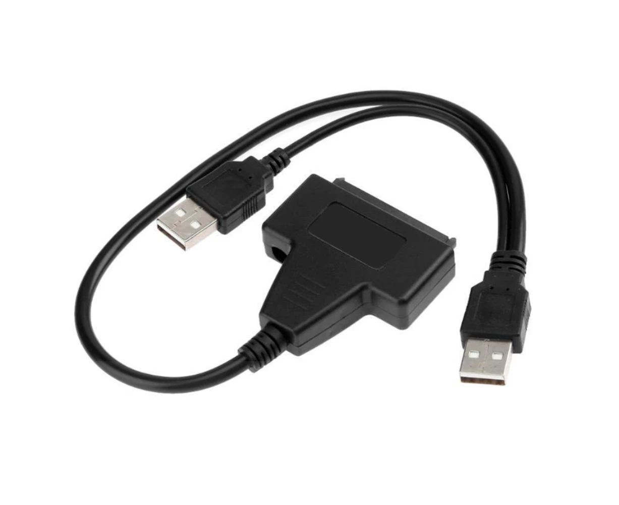 Dual USB 2.0 to SATA 7+15Pin Adapter Cable Converter for 2.5inch Hard Drive Disk