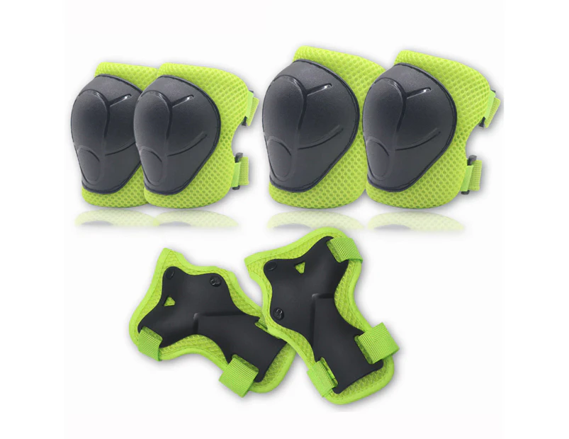 6Pcs Kids Protective Gear Set Knee Pads ,For Kids Toddler Knee And Elbow Pads With Wrist Guards ,For Skating Cycling Bike Rollerblading Scooter,Green