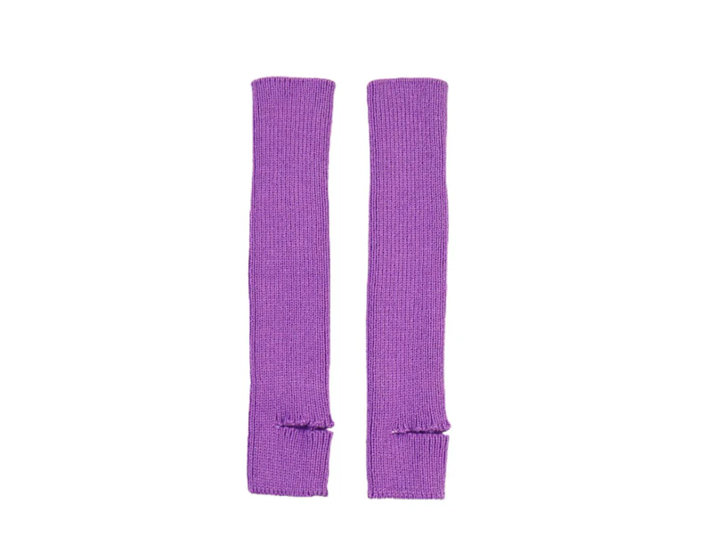 aerkesd 1 Pair Thickened Warm Leg Warmers Solid Color Blow Knee Footless Knitted Leg Socks for Yoga-Purple - Purple