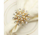 6 pcs Napkin Rings Set of  Flower Pearl Rhinestone Napkin Ring Holder for Wedding Party Home Kitchen Dining Table Linen Accessories