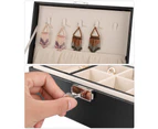 Double Layer Jewelry Earrings Rings Bracelet Necklace Box Pu Organizer Storage (Black)