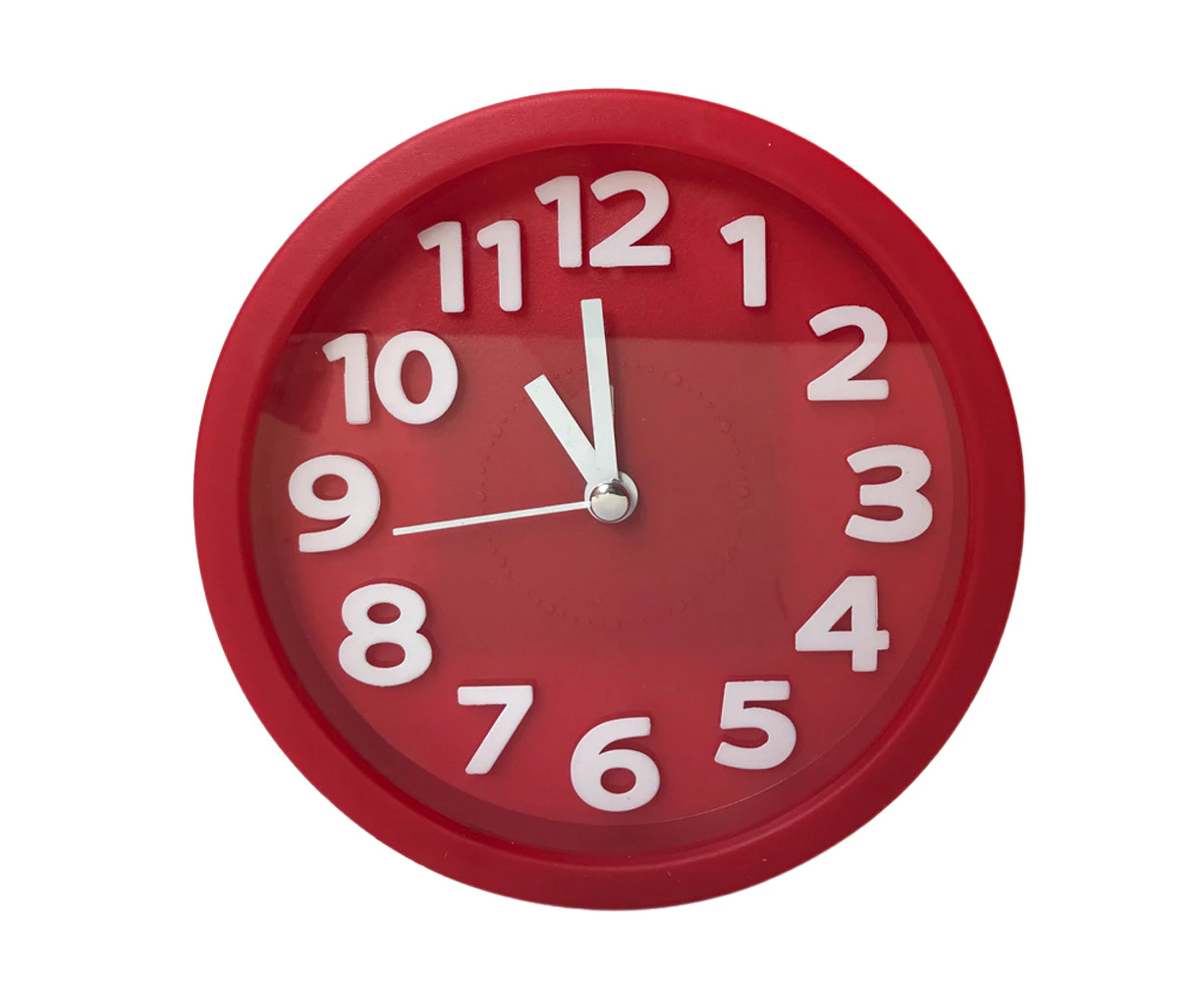 Silent Analog Alarm Clock, Non-Ticking, Battery-Powered Round Alarm Clock,Red