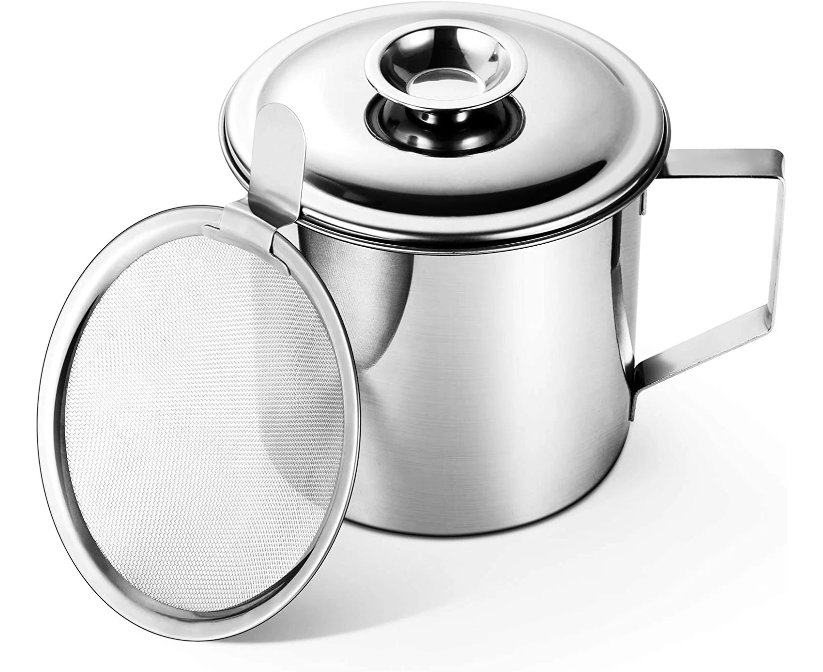 Bacon Grease Container with Stainless Steel Grease Strainer,1.2L