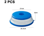 2Pcs Collapsible Microwave Splatter Cover For Food,  Dishwasher-safe, Microwave Plate Cover With Steam Vent -blue