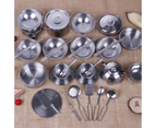 27 Piece Pretend Play Stainless Steel Cooking Toys for Kids Pretend Play Set Dress Up Costumes with Stainless Steel Cookware Pots and Pans Setv