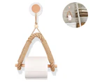 Home Toilet Roll Holder Creative Wood Roll Holder Country House Toilet Paper Holder Toilet Bathroom Retro Wall Mount Rope