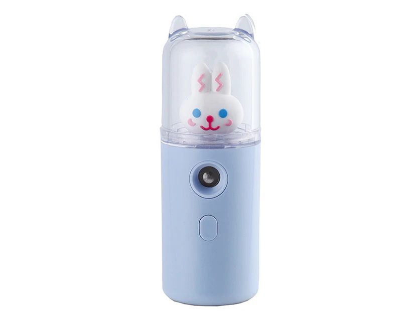 Portable Face Steamer Mini Cartoon Cute Girl Face Mister Facial Steamer Portable Nano Mist Sprayer,Blue, Shape: Rabbit