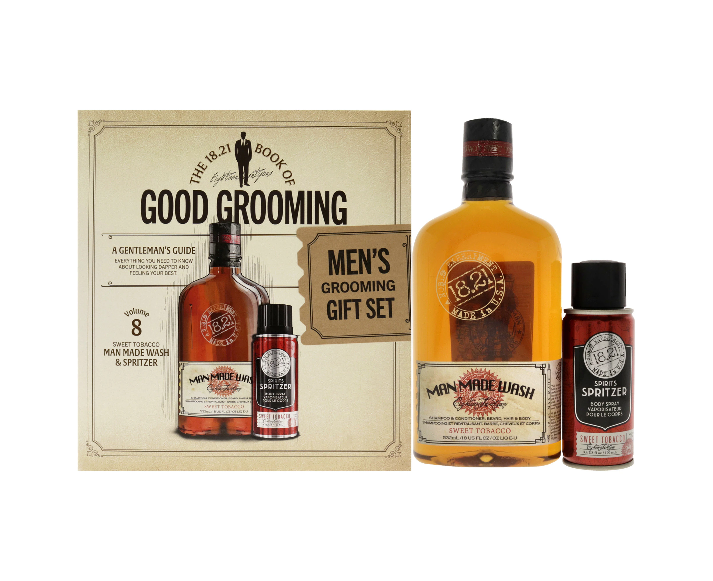 18.21 Man Made Book of Good Grooming Volume 8 Set - Sweet Tobacoo For Men 2 Pc Variant Size Value 2 pc