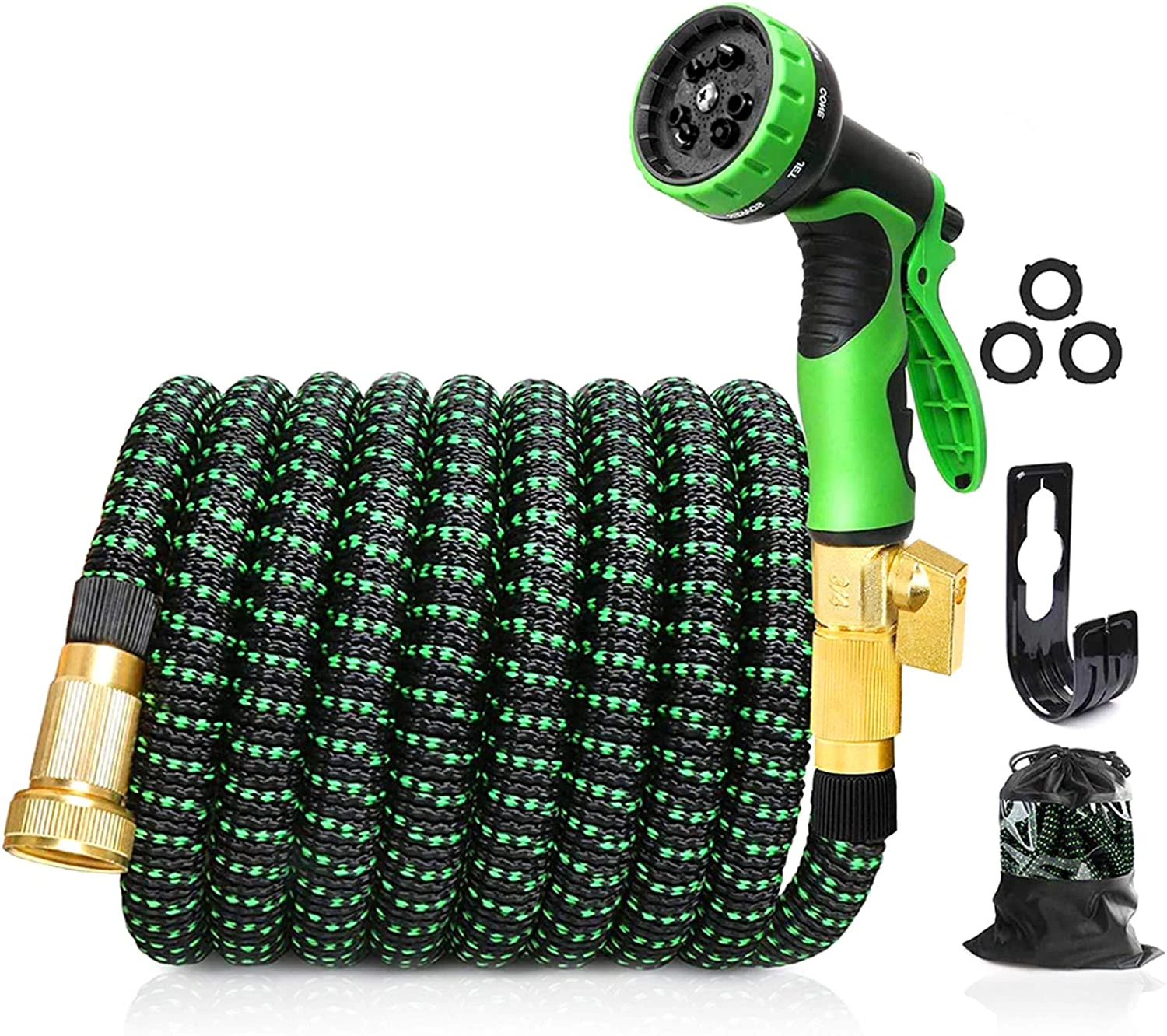 Upgraded Expandable Garden Hose, 25 FT, 3/4" Solid Brass Connectors, 10 Function Spray Hose Nozzle, Leak Proof and Lightweight Retractable Water Hose