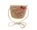 Bestjia Cute Kids Handbag All-Matched Straw Weave 3D Candy Girls Coin Bag for Daily Wear - Coffee