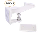 Cabinet Locks Child Safety Latches - 10 Pack Baby Proofing Cabinets Drawer Lock with Adhesive Easy Installation (White)