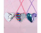 Bestjia Kids Girl Dual Color Sequins Heart Shape Shoulder Bag Coin Purse Small Handbag - Blue+Purple