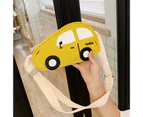 Bestjia Children Snack Bag High Capacity Adjustable Strap Corduroy Fashion Cartoon Car Shape Crossbody Bag for Everyday Life - Yellow