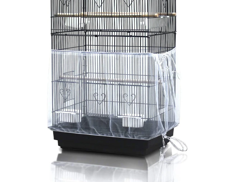 Bird Cage Seed Catcher, Large, Stretchy Form Fitting Mesh Skirt Cover for Parrot Enclosures, Light and Breathable Fabric