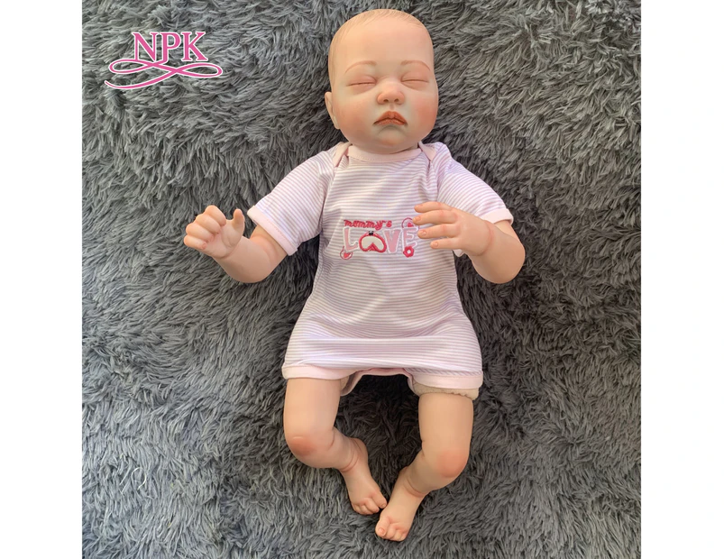 NPK 55CM reborn baby doll popular sleeping baby cute  face  hand-drawing hair hand painting  real soft touch cuddly baby