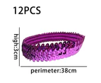 12 Sequin Headbands Elastic Stretch Sparkly Fashion Headband for Teens Girls Women purple