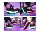 Dadawen Children Double Wheels Roller Skate Shoes LED Lamp Sneakers-Black