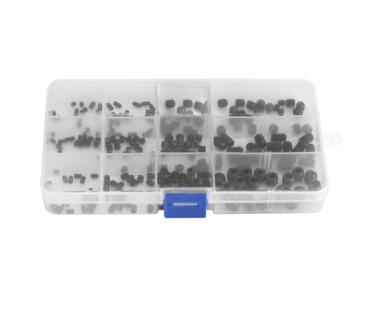 240Pcs Carbon Steel Hex Screw Set Grub Screws Bolts With Plastic Case