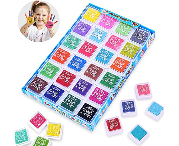 24 Colours Stamp Pad Set, Children'S Fingerprint Non-Toxic Washable Ink Finger Stamp Pad Finger Stamp For Paper Craft Fabric, Cloth, Children'S Birthdays