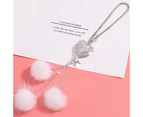 Car Pendant Rhinestone Heart Shape 3 Hairballs Not Easy to Deform Exquisite Craftsmanship Decoration Lightweight Interior Rearview Mirror - White