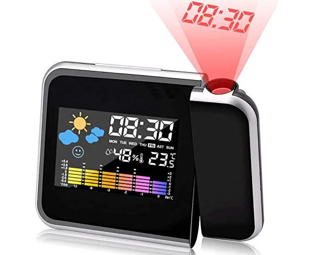 Alarm Clock with Projection,LED Projection Alarm Clock Projection Digital Alarm Clock USB Charging/LCD Display Illumination/