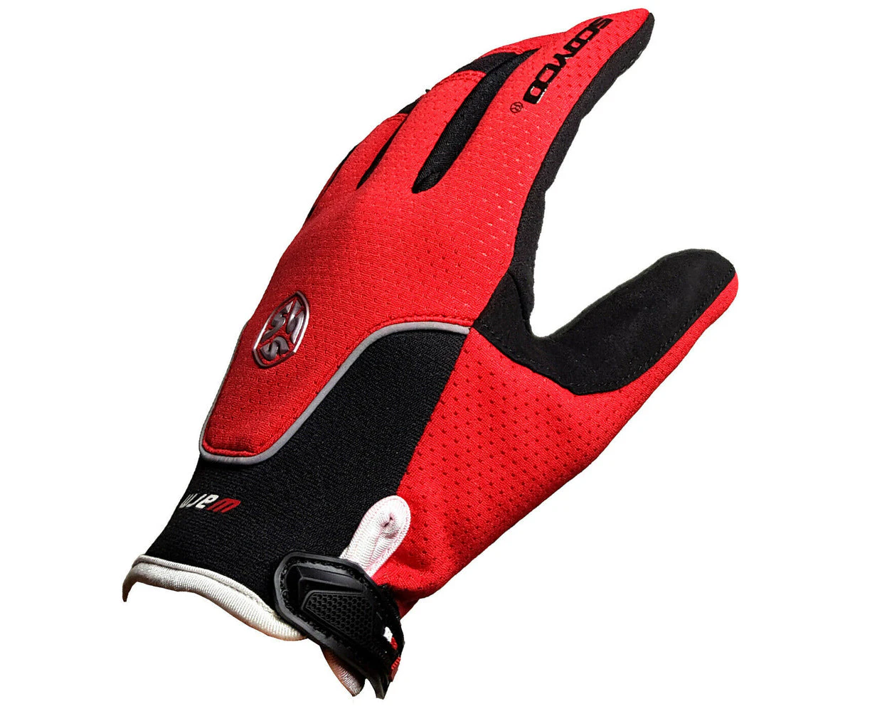 Bike Gloves Cycling Bicycle Dirt Trail MTB BMX Full Finger Scoyco BG10 - Red