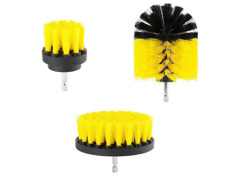 2Set 2/3.5/4 Inch Yellow Electric Drill Scrub Tile Grout Power Scrubber Tub Cleaning Brush