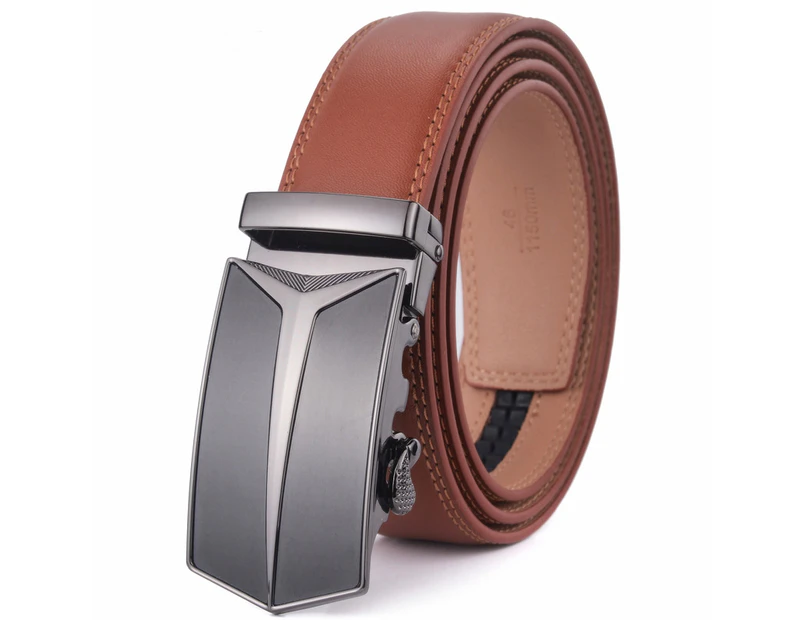 Men's Automatic Buckle Belt Stylish Lock Buckle Head Design Waistband Black