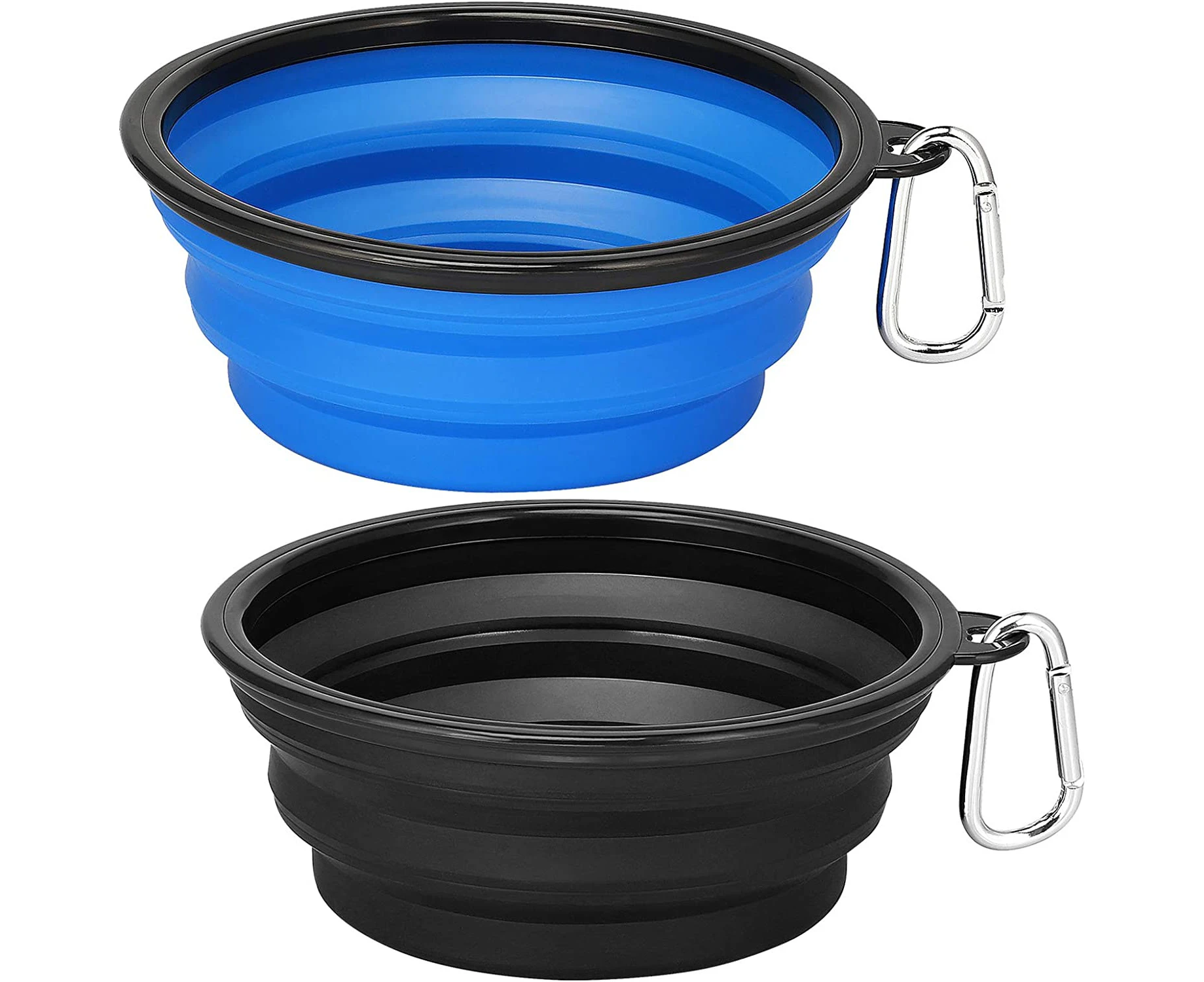 Large Collapsible Dog Bowls 2 Pack, Foldable Dog Travel Bowl, Portable Dog Cat Water Food Bowl with Carabiner,for Traveling, Walking, Parking