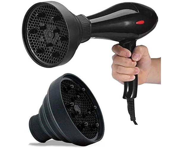 Hot Air Diffuser Hair Dryer Folding Fan Cover Silicone For Curly Hair, Gentle Drying, Defined Curls Without Frizz