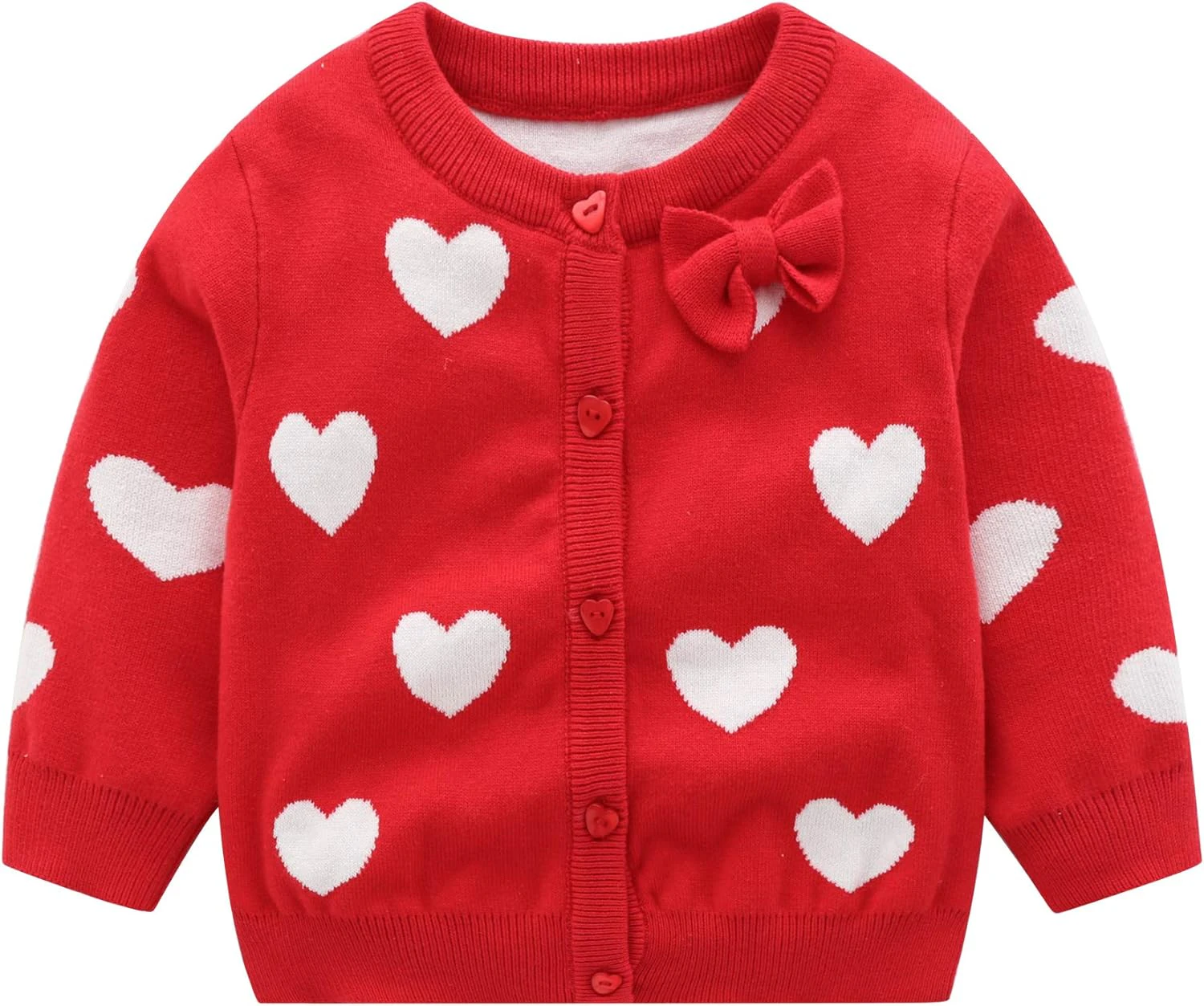 Baby Girl Cardigan Toddler Girl Knit Sweater Girl Winter Clothes,Red(Love),2T