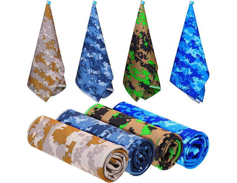 4 Pcs Cooling Towel Ice Towel Camouflage Microfiber Cooling Towel Lightweight Gym Towel Keep Cool For Travel Camping Golf Football