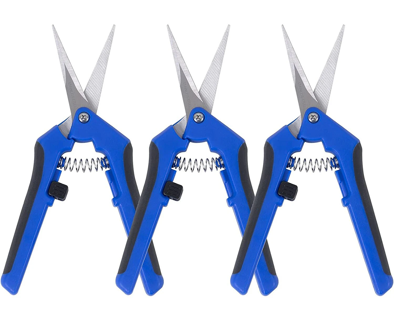 3-Pack Garden Pruning Shears, Stainless Steel Trimming Scissors, Pruner Snips with Precision Straight Sharp Blades, Ideal