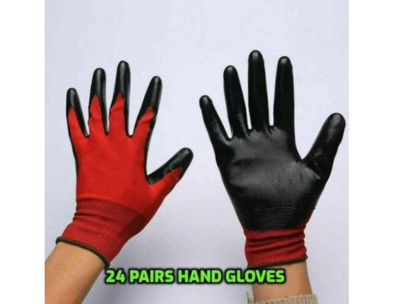 12 Pairs General Use Purpose Safety Work Gloves Garden Gloves Rubber Hand Coated