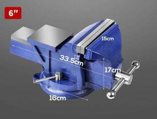 Powder Coated 6" Bench Vice Clamp Workbench Vise Anvil Swivel Base Jaw Grip 15cm