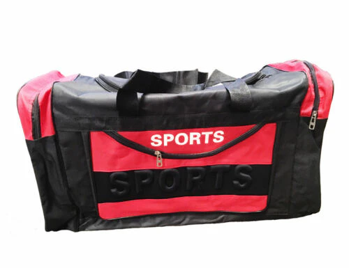 25" Sports Bag Canvas Gym Red Large Unisex Travel Shoulder Strap Bags