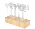 10Pcs Photo Holder Solid Wood Base Note Message Card Picture Metal Clip Stand Craft