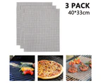 3pcs BBQ Grill Mesh Mat Non Stick Barbecue Grill Sheet Liners Grilling Mats Nonstick Fish Vegetable Smoking Accessories Gas-Gray