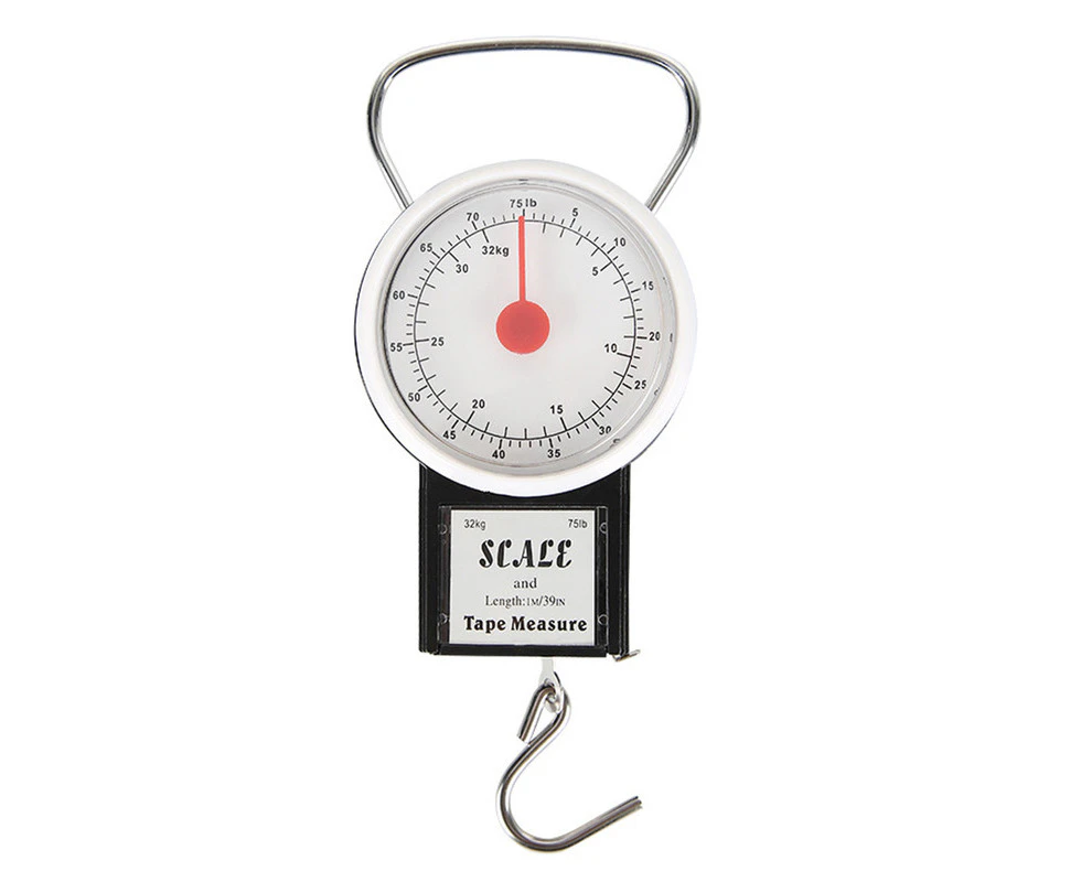 32KG Portable Mechanical Luggage Scales Bag Baggage Weighing Weight Travel Scale with Tape Measure